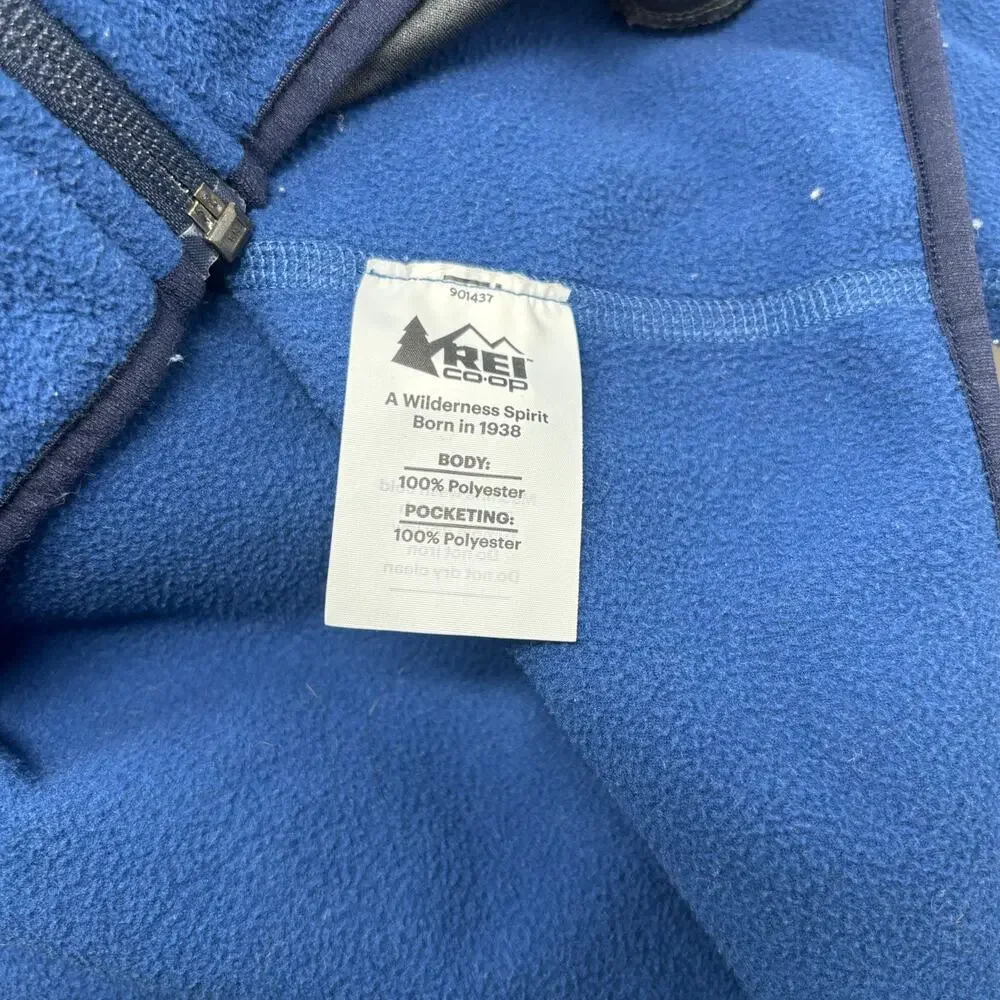 REI Coop Mens Large Blue Full Zip Soft Fleece Long Sleeve Sweater Jacket